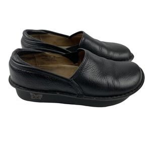 Alegria Women's Size 36 (6-6.5) Black Leather Slip On Flats Loafer Comfort Shoes